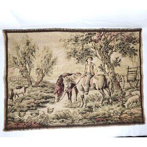 Horses Farmhouse Countryside Tapestry France Farm Country Landscape Animals